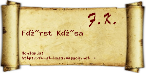 Fürst Kósa névjegykártya